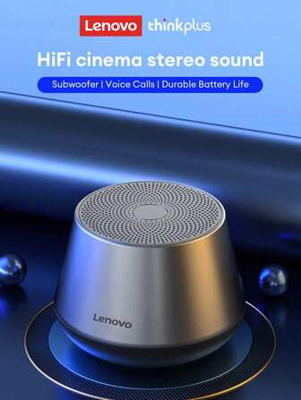 Lenovo Altavoz Bluetooth  K3pro, mini altavoz portátil con graves potentes, sonido envolvente estéreo de alta calidad de audio, larga duración de batería, inalámbrico para computadora, escritorio, coche y uso doméstico
