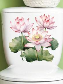 1pc Home Decorations Lotus Flower Toilet Lid Decals Self-Adhesive Ceramic Toilet Tank Sticker, Floral Home Decoration, Single Use Door Decal With Square Shape And Embellishments, Vinyl Decal For Home Decorations, Toilet Decoration Items Refresh Your Home Gifts Birthday Graduation Room Decor Wall Decor Bathroom Decor Bedroom Decor Room Decoration Stuff Living Room Decor House Decor Home Decor Living Room Wall Art Wall Paper Stickers Personalised Stickers