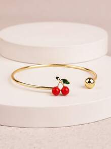 1 件简约樱桃形手链，小众设计金属合金手链，适合女性日常佩戴 - 彩色 - 查看 3