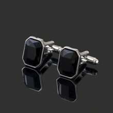 1 par de gemelos de estilo empresarial casual y elegante con diseño geométrico de vidrio para hombres, adecuados para novio y padrinos, camisa de traje, regalo para el Día del Padre y la temporada de bodas (sin caja de regalo) - Plateado - Ver 9