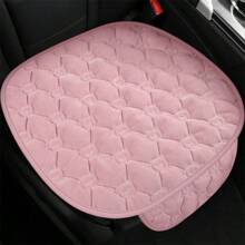 1 pièce Coussin de siège de voiture court en peluche d'hiver doux avec ours brodé et motif nid d'abeille. Épais, antidérapant et réchaud pour le siège avant de voiture