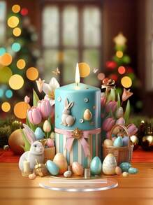 1 vela acrílica bohemia y decoración de huevo de Pascua, decoración de escritorio estilo bohemio 2D, versátil para decoración del hogar y días festivos, adecuado para salas de estar, dormitorios, oficinas, perfecto para regalos de Pascua y Día de la Madre