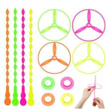 5/10/20/30/100PCS Flying Helicopter Toy, Outdoor Toys Flying Discs, Disc Flyer Saucers With Launchers, Bamboo Dragonfly Hand Rub Plastic Propeller, Birthday Party Favors, Gift Bag Stuffing, Pinata Filler, Random Colors