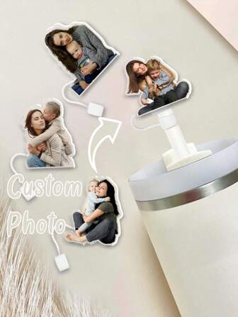 1 pieza Regalo personalizado del Día de la Madre para mamá, tapas de pajita personalizadas con fotos, tapas de pajita con fotos de mamá e hijo, regalos para mamá, regalos para novia, regalos para novio, multifuncional, ornamental, reutilizable, exquisito, elegante, de alta calidad, colorido, moderno, personalizado, único, para aniversarios, para el Día de San Valentín, para el Día de la Madre, para cumpleaños, para el Día del Padre, para graduación, para bodas, para inauguración de la casa, para renovación del hogar