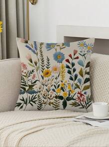 Bộ 2 vỏ gối trang trí họa tiết hoa, kiểu thêu truyền thống, chất liệu polyester mềm mại, có khóa kéo, giặt máy được, phù hợp cho phòng khách, phòng ngủ, ghế sofa - Màu hồng, xanh dương, vàng, xanh lá cây - Không thêu - Nhiều màu - Xem 9