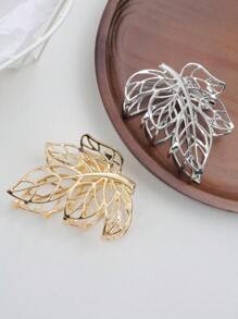 1 pièce Pince à cheveux en métal creuse en forme de feuille, taille moyenne, pince occipitale, fixation forte, polyvalente, pince à cheveux, mâchoire à cheveux, pince à cheveux, attache à cheveux, clip de cheveux