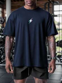VitaFith 1pc Moda Masculina Estampa Gráfica Gola Redonda Casual Esportes Fitness T-Shirt, Tamanho Padrão