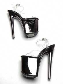 WUXIN H&P 8 In Pole Dance High Heel Clear For Women, 8 In Pole Dance Shoes Platform, Exotic Clear Pole Dancer Heels Shoes Platform Stiletto 6 7 In - 黑色 - 查看 4