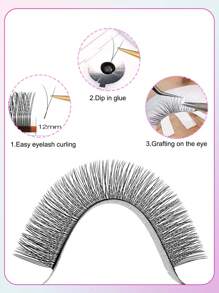 CoMango 12Rows B Curl New 2D Volume Lashes 0.07MM Ultra-Thin 1D YY Lash Extension Lightweight Premade Fans Eyelash Extensions - B - 查看 4