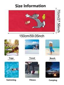TOM AND JERRY. 1pc Cartoon Tom & Jerry Beach Print Soft Beach Towel, Comfortable For Home, Bathroom, Children And Adults To Use, Suitable For Swimming