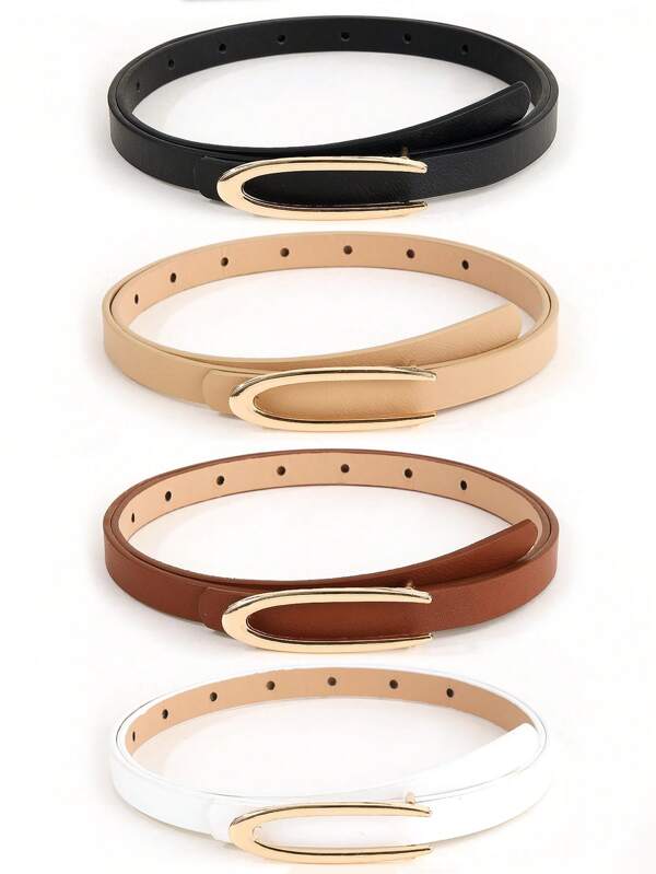 1/2/3/4 Stück minimalistische U-förmige Schnalle Damen Schmalgürtel, elegantes hochwertiges Design für Kleider, vielseitig einsetzbar für Lässig, Büro, Geschenk Sommer, Schule Herbst, Herbst, Halloween