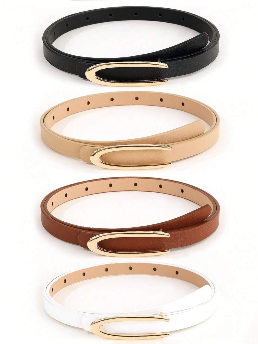 DAZY 1/2/3/4条装极简U型扣女士细腰带，优雅高端设计，适合搭配连衣裙，用途广泛，可用于休闲、工作、夏季送礼、秋季上学、万圣节等场合。 - 彩色 - 查看 1