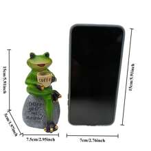 Resin Frog Statue Sitting On Stone, Outdoor Garden, Yard, Preschool Lawn Decor, American-Style Home And Indoor/Outdoor Decorative Sculpture, Gift For Best Friend - Mint Green - View 3