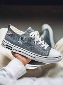 Versatile Men's 2025 Spring/Summer Breathable Canvas Sneakers, Low-Top Casual Graffiti Print Shoes, Suitable For Teen Summer, Casual Or Outdoor Athletic, Vacation Travel, Graduation Gifts, Birthday Dress Accessories