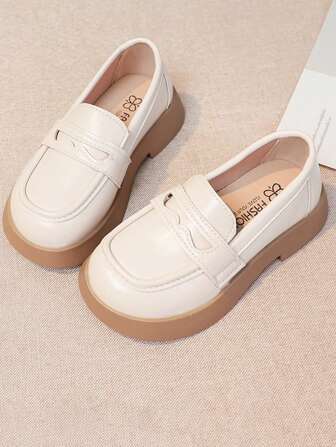 新款儿童平底鞋户外日常耐磨防滑平底鞋纯色平底鞋简约时尚一脚蹬平底鞋仿皮鞋