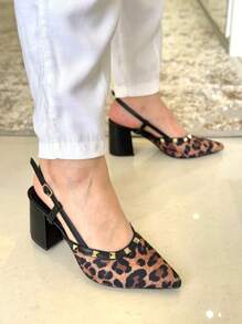 Open Pump With Pyramids – 7cm Heel | Colors: White, Black, Caramel And Leopard. - O - 查看 3
