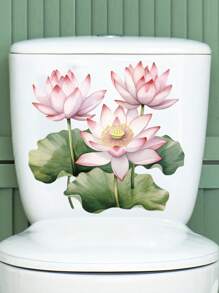 1pc Home Decorations Lotus Flower Toilet Lid Decals Self-Adhesive Ceramic Toilet Tank Sticker, Floral Home Decoration, Single Use Door Decal With Square Shape And Embellishments, Vinyl Decal For Home Decorations, Toilet Decoration Items Refresh Your Home Gifts Birthday Graduation Room Decor Wall Decor Bathroom Decor Bedroom Decor Room Decoration Stuff Living Room Decor House Decor Home Decor Living Room Wall Art Wall Paper Stickers Personalised Stickers