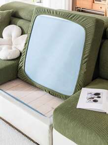 1 件简约现代条纹沙发套，弹力全包沙发套，适合所有季节 - 綠色 - 查看 6