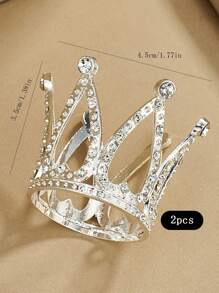 1/2/3/5/6/10 件迷你小号水钻皇冠金色迷你皇冠蛋糕装饰适用于插花派对生日婚礼装饰 - 金色 - 查看 14