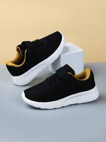 Breathable Fabric & Mesh Slip-On Sneakers, Soft & Simple Design, Adjustable Strap, Ultra-Light & Bounce-Back Sole, Fashion Athletic Shoes For Daily Wear, Running, Sports, All Seasons - Black and White - View 3