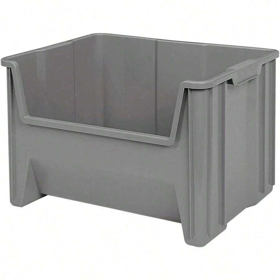 3-Pack 15-Inch X 20-Inch X 12-1/2-Inch Gray Stak-N-Store Heavy Duty Stackable Open Front Plastic Storage Container Bins