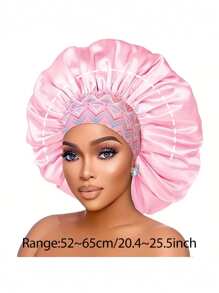 Un ampio cappello da notte con fascia elastica stampata, adatto per capelli ricci o lisci, per le signore