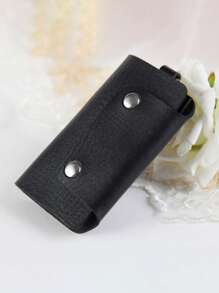 1 Pc Stylish Solid Color PU Leather Key Cover Car Key Protective Shell Portable Door Key Storage Bag With Hardware Buckle Unisex Suitable For Daily Use For Women Wallet Mini Wallet Purse Wallet