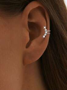 FOREVER QUEEN 1PC 925 Sterling Silver Ear Cuff Earrings For Women Ear Cuffs Non Piercing Rhinestone Star Clip On Earrings Cartilage Earrings Jewelry Gift - Single - View 3