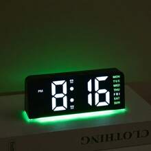 1pc LED Modern Multi-Function Digital Alarm Clock Ambiance Light With Adjustable Brightness, Date Display And USB Power Supply, Dual Alarm Clock Display - Stylish Rectangular Design For Bedroom And Living Room Decor, Bedroom Alarm Clock ( No Battery, Battery Only Memory Function ) Gifts Birthday Graduation