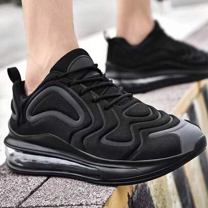 Hombres de moda negro con cordones zapatos deportivos casuales, al aire libre resistente al desgaste antideslizante amortiguador de aire zapatos para correr, ligero y transpirable zapatos de los hombres casuales de tenis, adecuado para todos los días, los deportes, el trabajo de fútbol, baloncesto