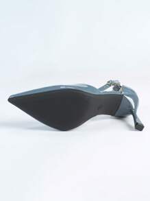 女士2025高跟尖头时尚浅口鞋，优雅 - 藍色 - 查看 6