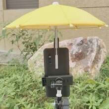 Soporte de teléfono celular con clip de paraguas, soporte de teléfono inteligente para exteriores con protección contra el reflejo y sombrilla portátil mini