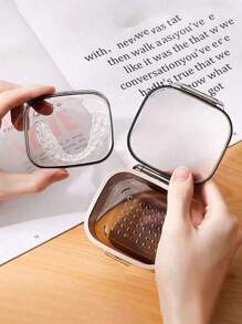 1/2 Cajas para guardar frenillos invisibles, caja de doble capa para retenedores de ortodoncia, estuche para frenillos invisibles, caja de limpieza portátil con diseño de drenaje, apta para el hogar, exteriores y viajes - Multicolor - Ver 8