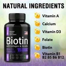 120 Capsules Of Biotin With Collagen & Keratin - Hair Growth Vitamins For Hair And Nail Growth Supplement For Women & Men - 1 chai - Xem 3