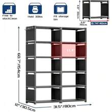 18-Cube Extra Large Book Shelf, DIY Cube Storage Organizer For Bedroom, Living Room, Home Office - Black - Black - View 2