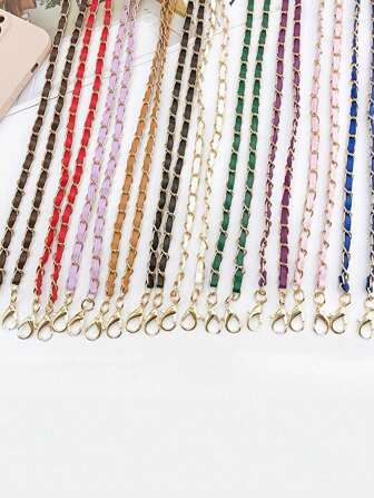 1 带肩带的包包，简约风格，细链，斜跨，锌合金材质，DIY配件，可调节和伸缩包链，手机挂绳链，包链，手机挂绳链，女士肩带