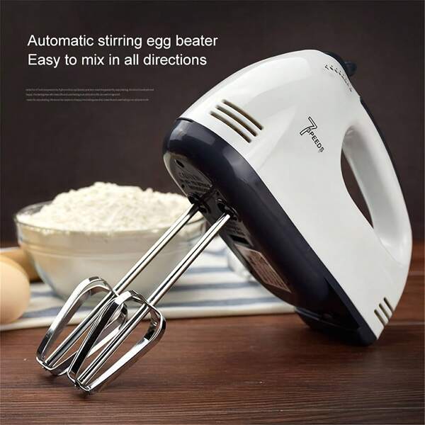High Speed Handheld Electric Mixer With Seven Speed Control - Portable And Powerful Eggbeater For Whipping Cream, Cake, And Baking