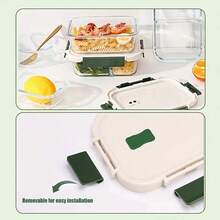 1pc Borosilicate Glass Lunch Box With Lid - Microwave Friendly Food Prep Container, Durable Leak-Proof, Multipurpose Storage For Home & Office, Various Sizes & Compartments Available - Multicolor - View 3