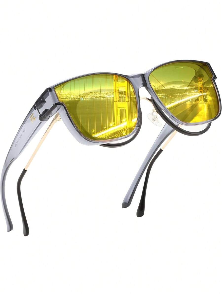 KooKeg Night Vision Driving Glasses Anti Glare Fit Over Glasses For Men Women Polarized Nighttime Glasses CK0250 - 007 - 查看 1