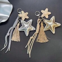 Colgante de estrella dorada personalizada con múltiples elementos para mujer, nuevos encantos colgantes para bolso, joyería colgante creativa, llavero con cadena. Verano