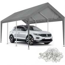 10x20ft Carport Canopy Replacement Cover Waterproof UV Protected With Ball Bungee Cords For Car (Frame Not Included) - Dark Grey - View 1