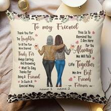 1 st. Aanpasbare 18x18 inch vriendschapskussenhoes - Moderne stijl polyester kussenhoes met rits en gepersonaliseerde gedenktekst, machinewasbaar, decoratief voor bank, woonkamer, auto - uniek cadeau voor Kerstmis, Halloween, enkelzijdig bedrukt (kusseninzetstuk niet inbegrepen)