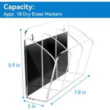 Lumanman - Soporte para rotuladores de borrado en con 3 compartimentos, soporte para lápices de acrílico, soporte para bolígrafos transparentes para pizarrón, nevera, casillero, - 1 - Ver 5