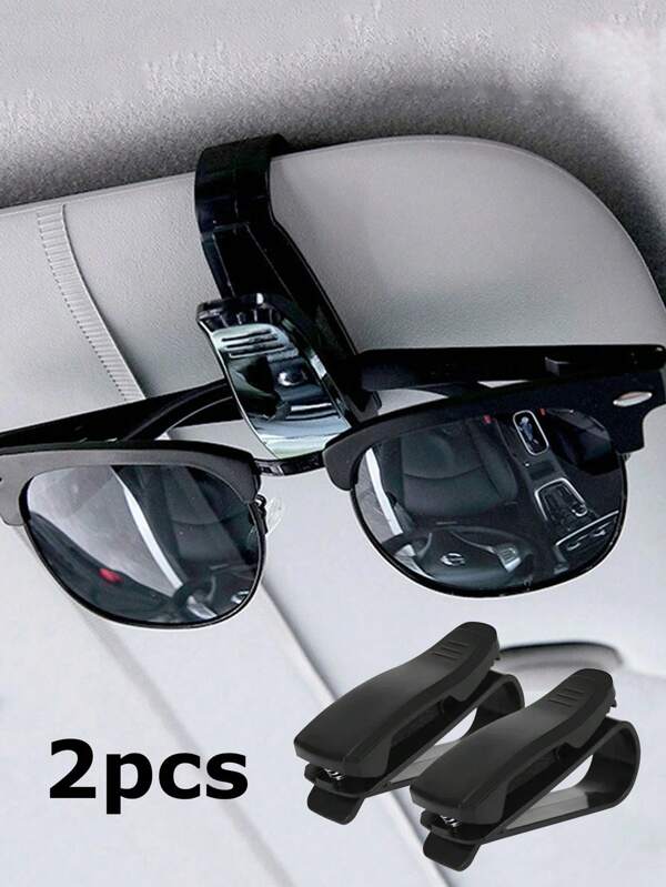 2 Stücke schwarze Auto Sonnenblenden-Brillenhalter