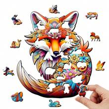 Câu đố bằng gỗ Màu sắc Cáo Quà tặng Hình dạng động vật không đối xứng Câu đố Cá nhân hóa Quà tặng độc đáo cho người cao tuổi Gia đình Trò chơi tương tác khó Câu đố - Màu be - Xem 2