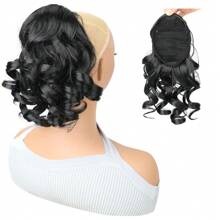 8 Inch Short Curly Drawstring Ponytail Extensions Synthetic Classic Loose Curly Wavy Drawstring Pony Tails Hair Extensions Hairpieces For Women