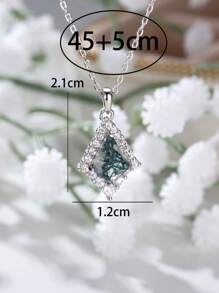 1 pièce Collier pendentif agate asymétrique élégant aux algues pour femmes, bijoux de mode pour fête, anniversaire, fiançailles, mariage, cadeau d'anniversaire