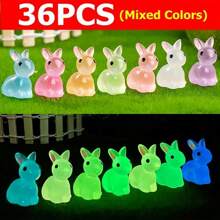 10/18/36 pièces Mignon mini lapins en résine lumineux, figurines micro lumineuses dans le noir, micro-paysage de lapin, accessoires de jardin, petit cadeau de rentrée scolaire