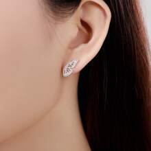 1 对正品 S925 纯银耳环蝴蝶翅膀锆石耳环精美珠宝女士日常佩戴生日礼物 - 銀色 - 查看 2