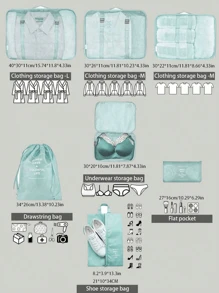 7pcs Travel Packing Cubes Organizer Set, Clothes Underwear Packing Bags, Portable Cosmetic Bag, Waterproof Large Capacity Luggage Storage Bags